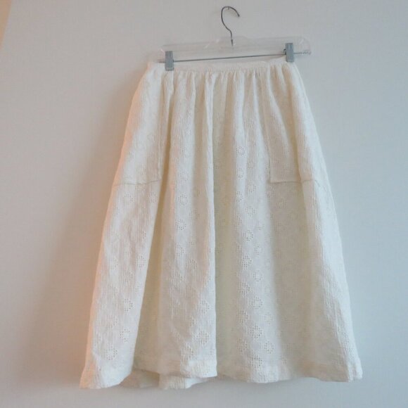 BEC + BRIDGE White Eyelet Lace Midi Skirt Coastal Neutral Boho - Size US 4 - Picture 7 of 14